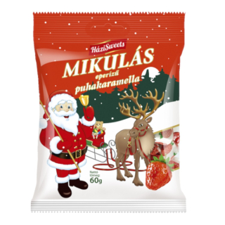 Csokoládé, Mikulás Karamell 60g Eper ízű, Házisweets