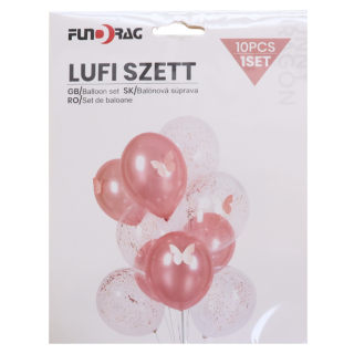 Lufi, Szett latex rosegold pillangó 10 részes 619563